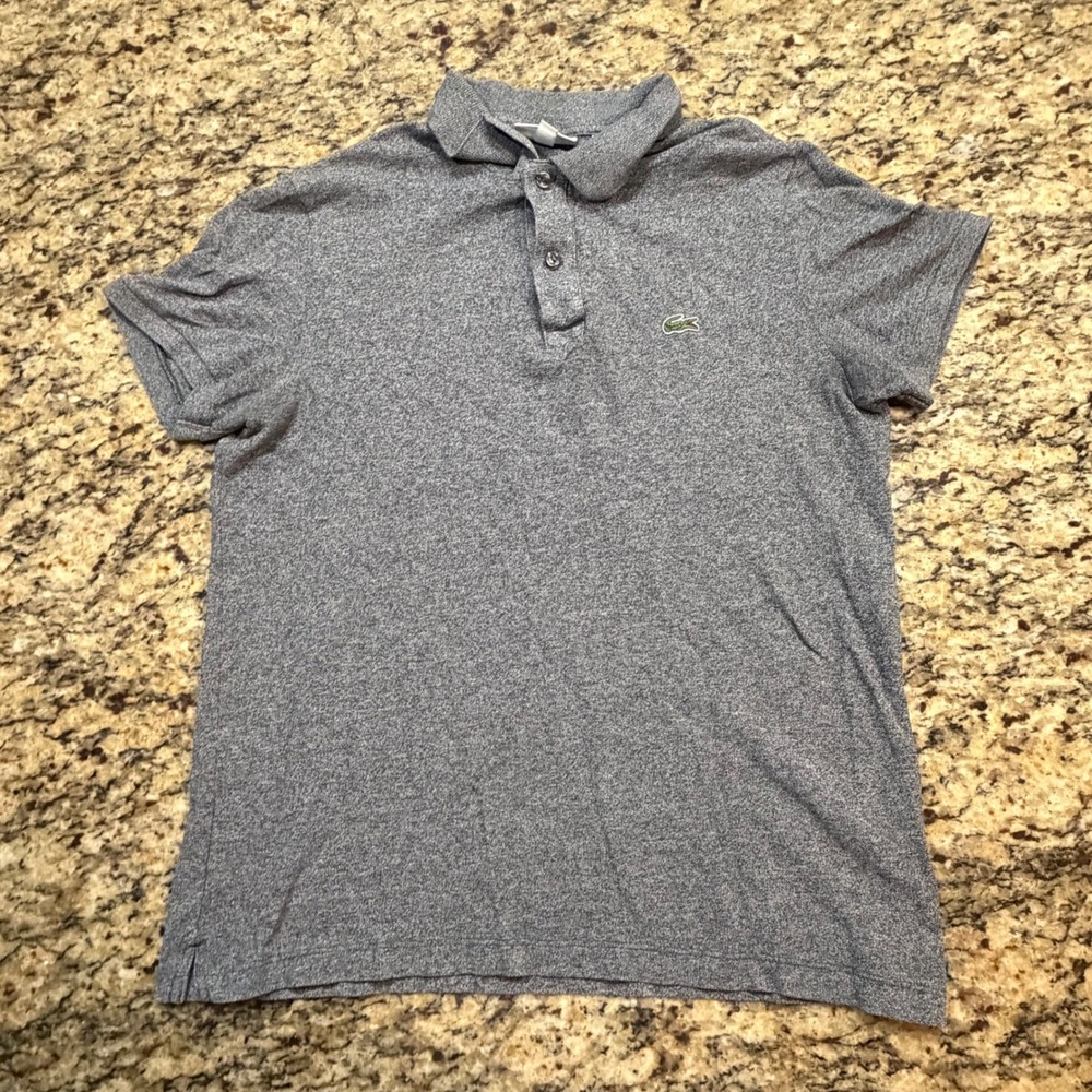 Lacoste Slim Fit Polo Shirt Mens Large L Grey Heathered Short Sleeve FR 5 ws